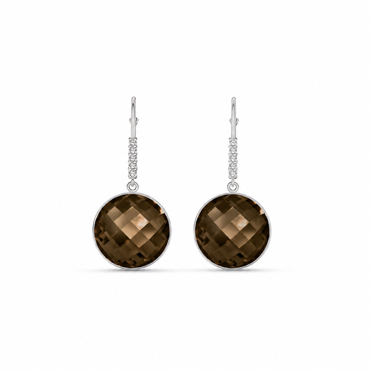 White Gold Earrings Smoky Quartz 10K — Felicia