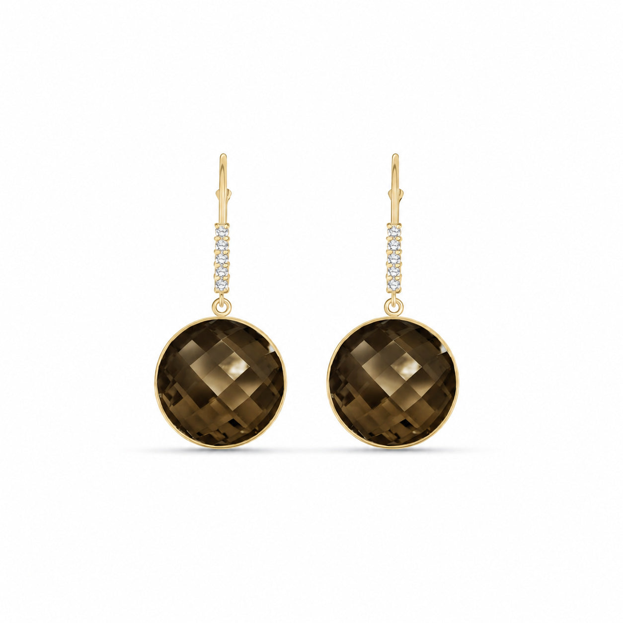 Yellow Gold Earrings Smoky Quartz 10K — Felicia