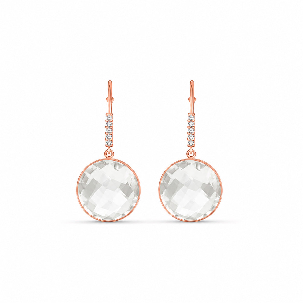 Rose Gold Earrings Rose Quartz 10K — Felicia