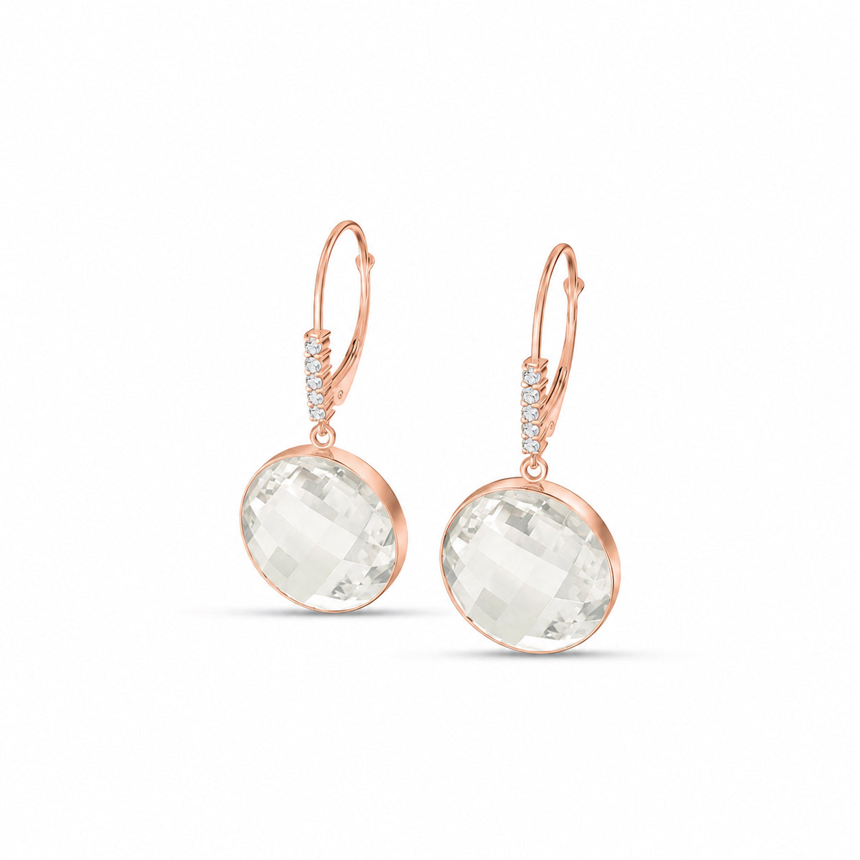 Rose Gold Earrings Rose Quartz 10K — Felicia