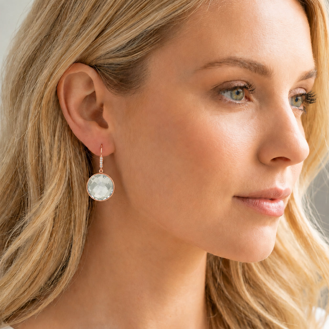 Rose Gold Earrings Rose Quartz 10K — Felicia
