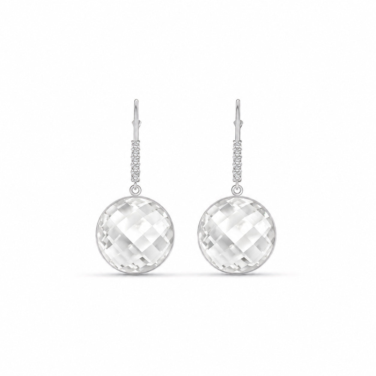 White Gold Earrings Rose Quartz 10K — Felicia
