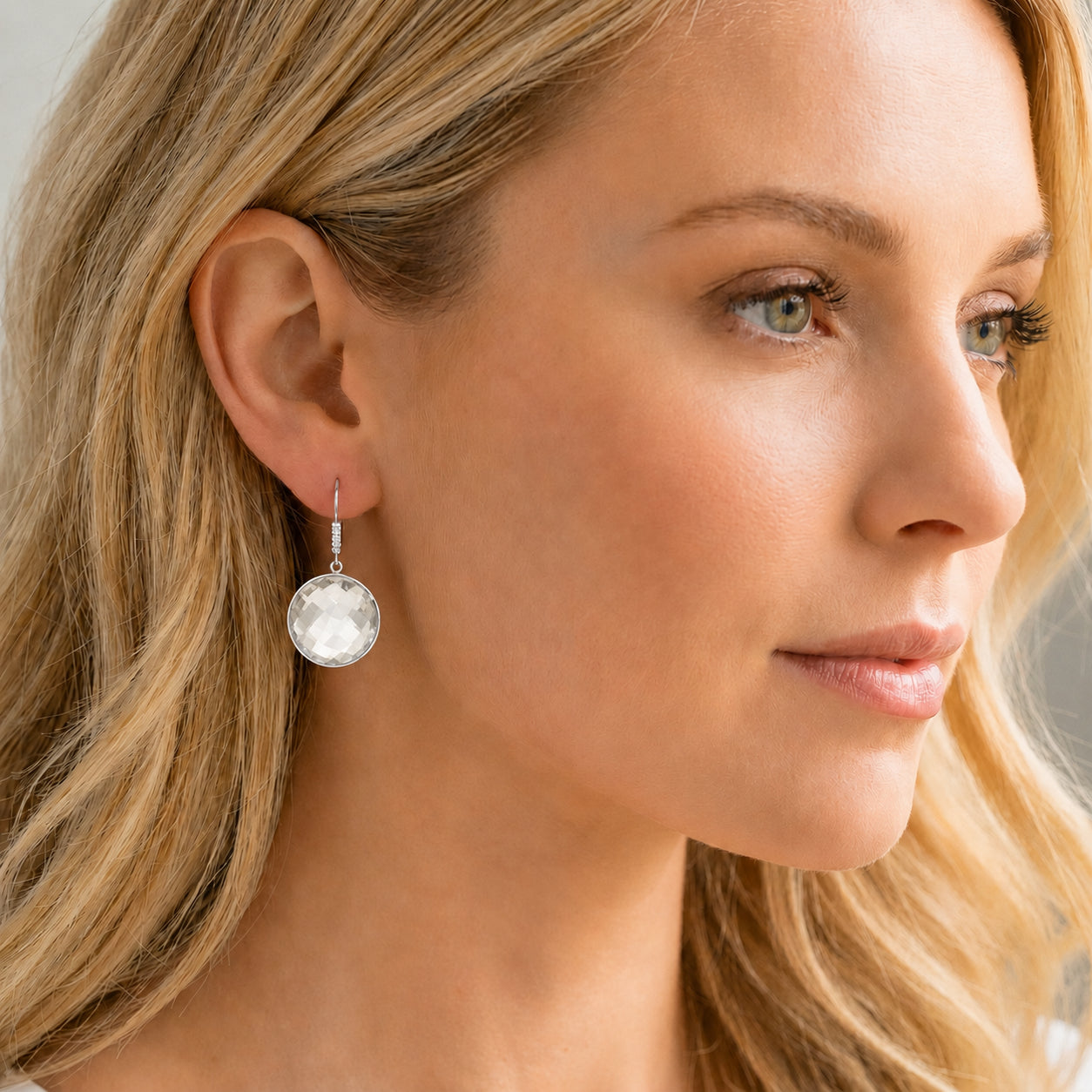 White Gold Earrings Rose Quartz 10K — Felicia
