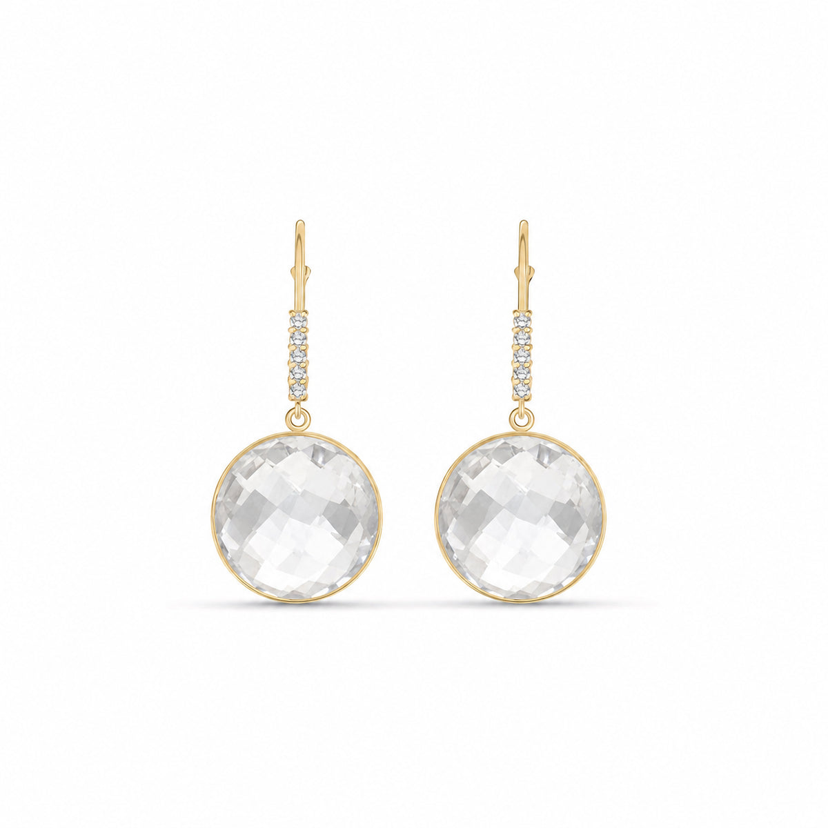 Yellow Gold Earrings Rose Quartz 10K — Felicia