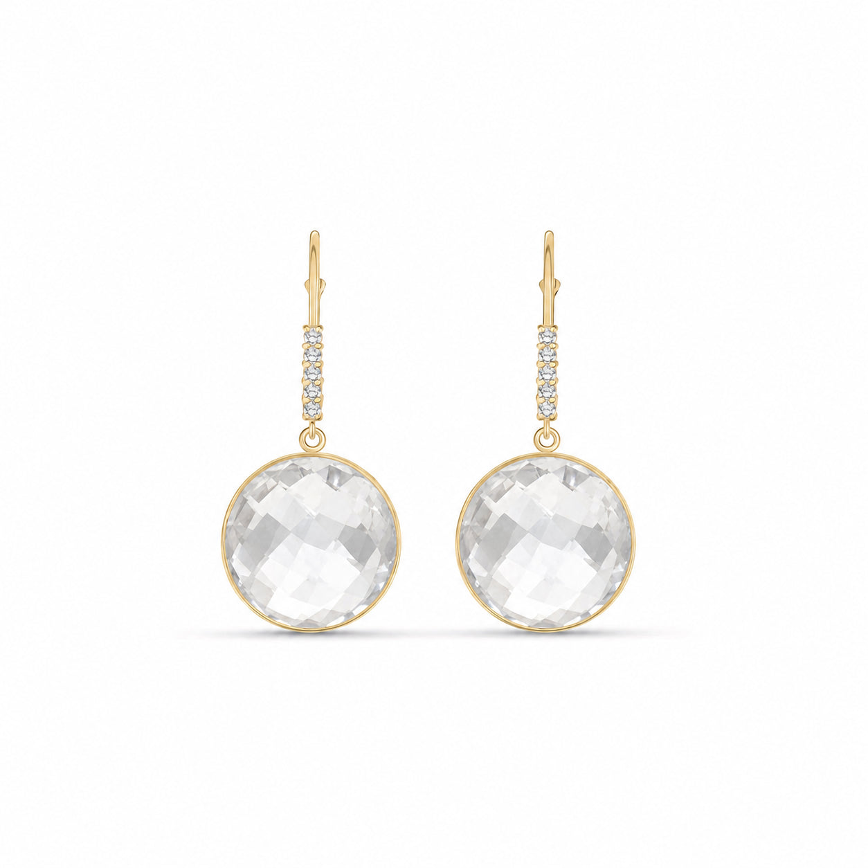 Yellow Gold Earrings Rose Quartz 10K — Felicia