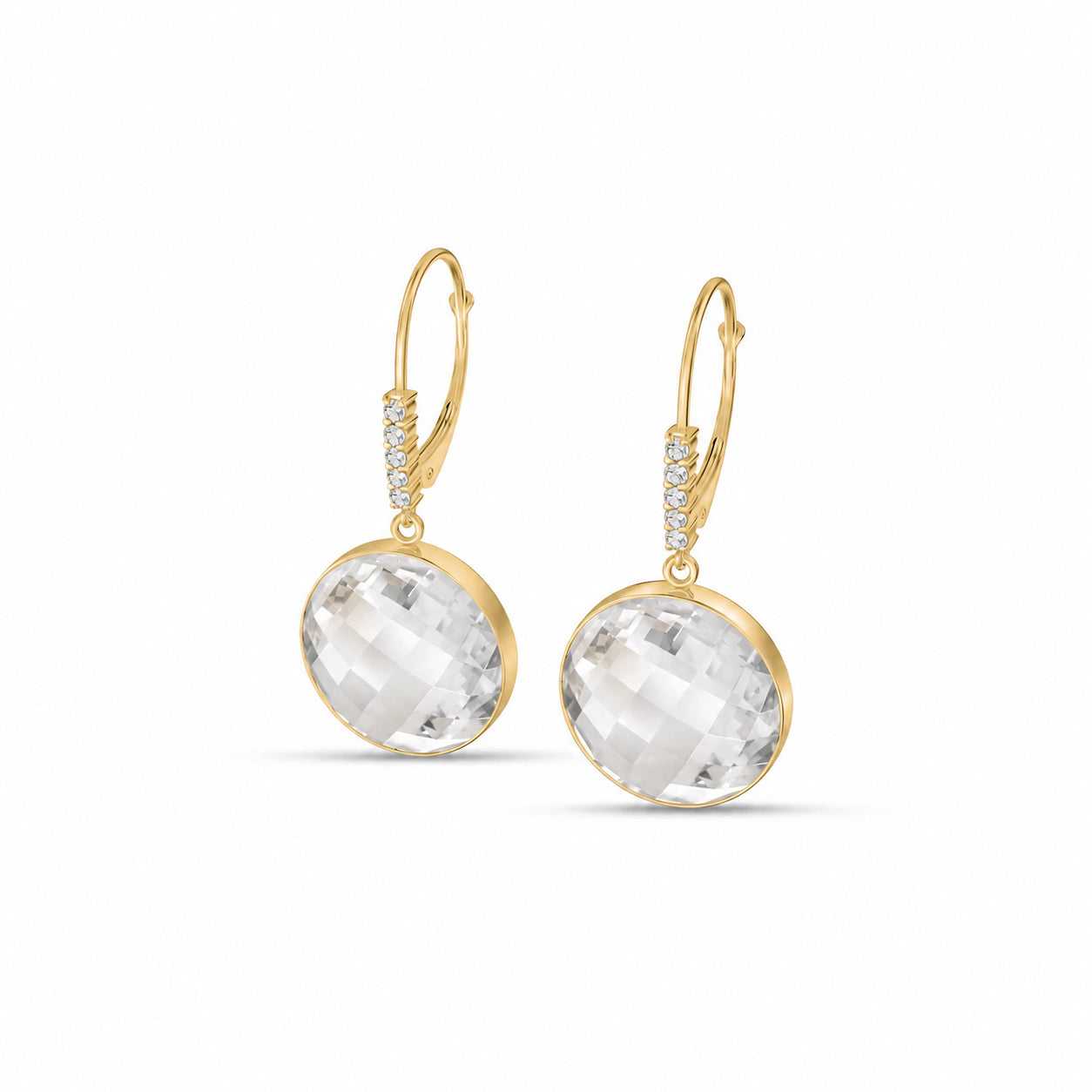 Yellow Gold Earrings Rose Quartz 10K — Felicia