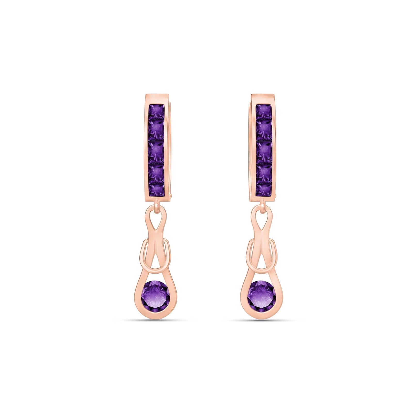 Rose Gold Earrings Amethyst 10K — Candida