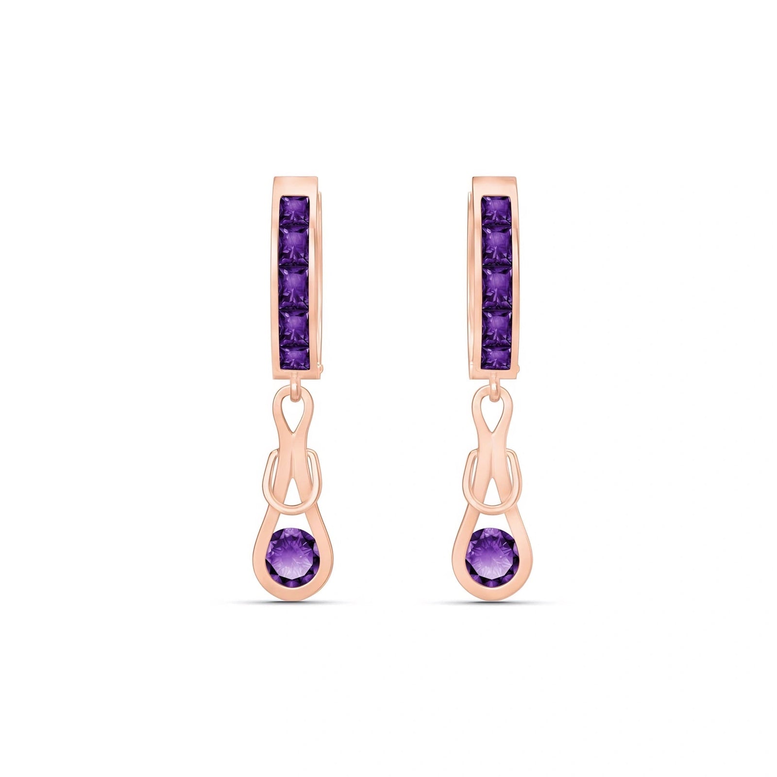 Rose Gold Earrings Amethyst 10K — Candida