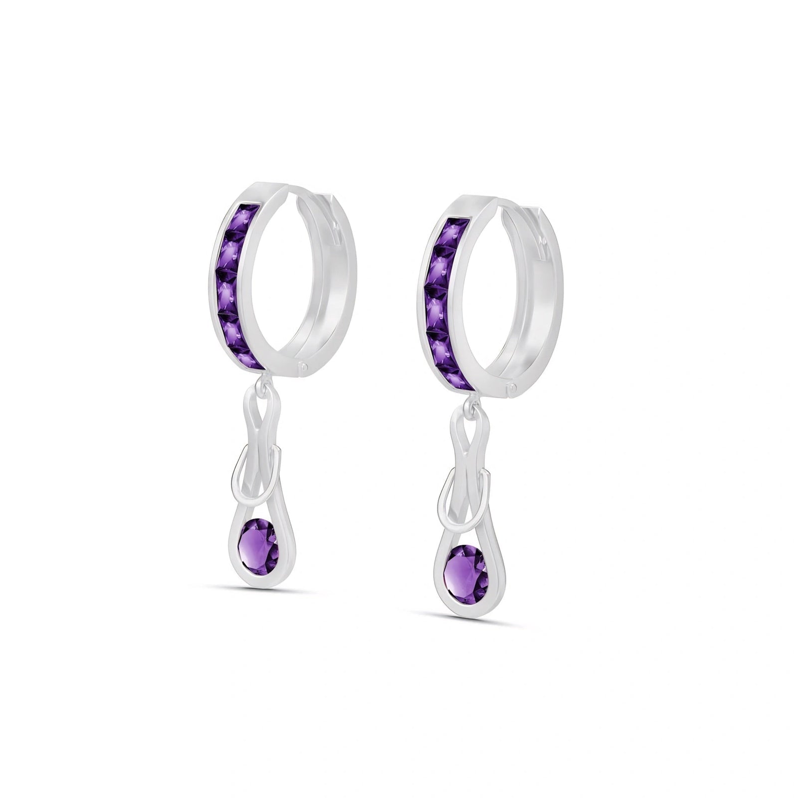 White Gold Earrings Amethyst 10K — Candida