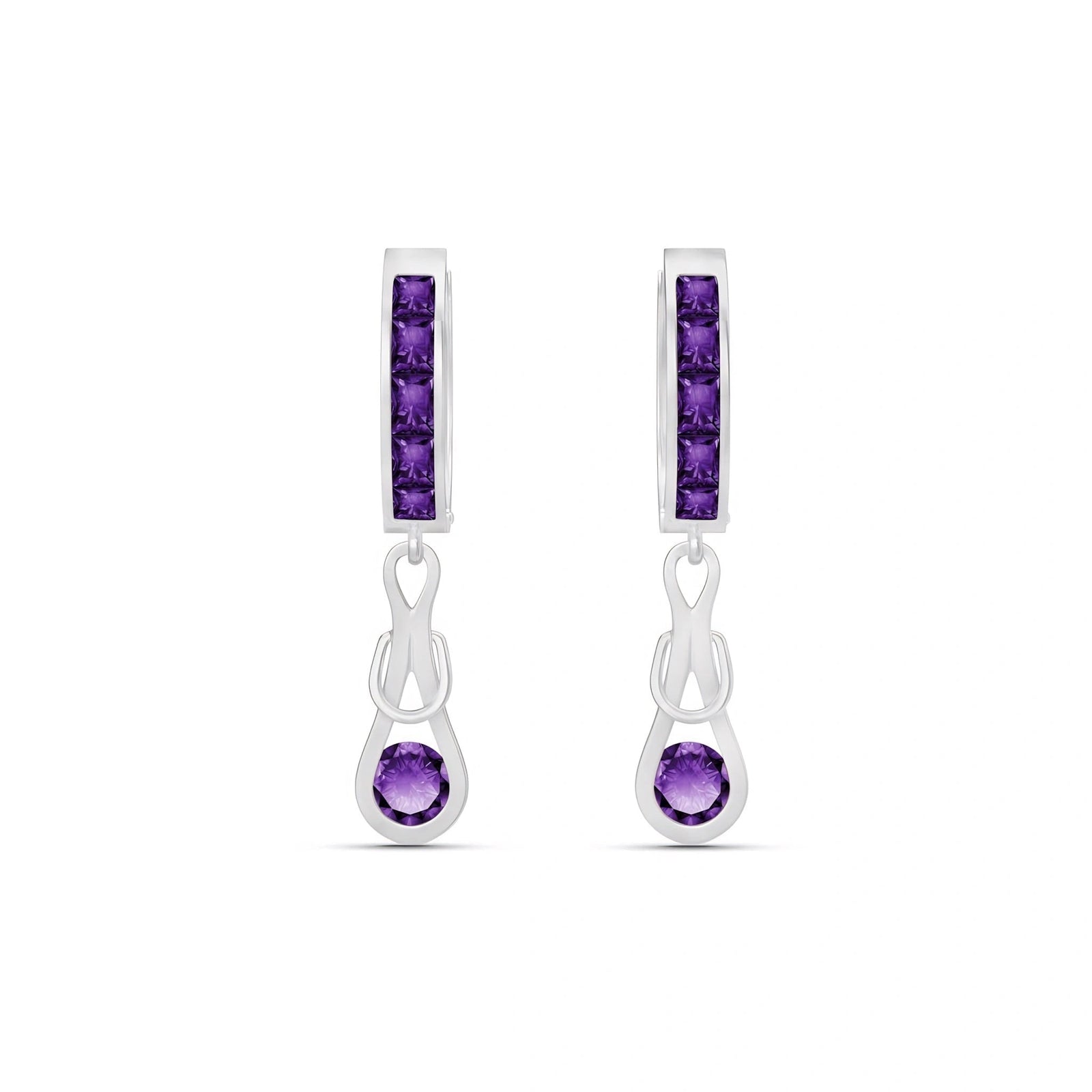 White Gold Earrings Amethyst 10K — Candida