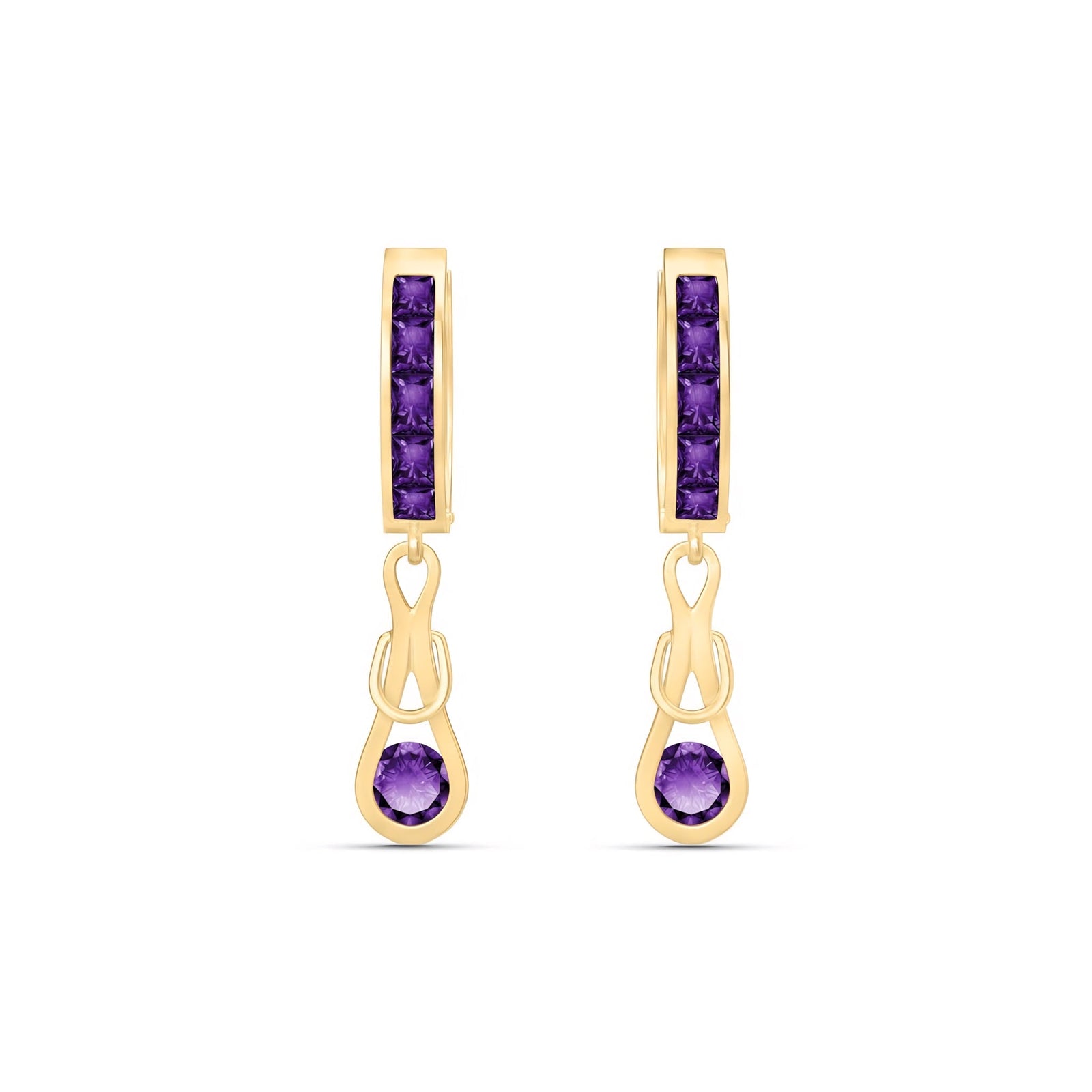 Yellow Gold Earrings Amethyst 10K — Candida