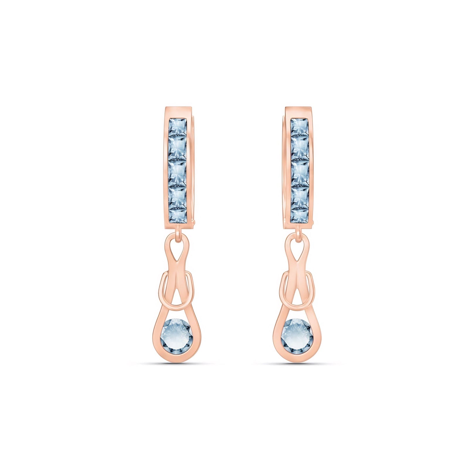 Rose Gold Earrings Aquamarine 10K — Candida