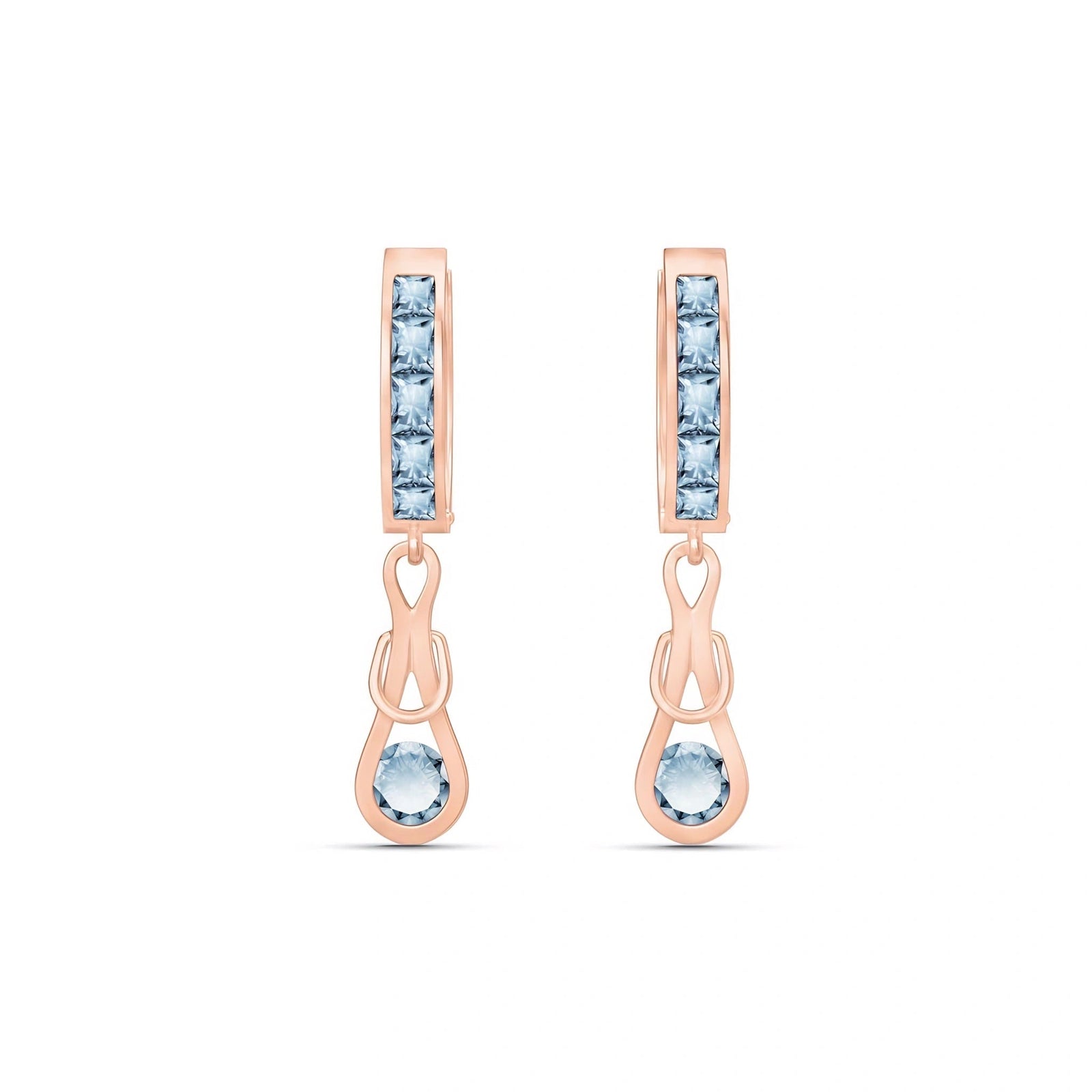 Rose Gold Earrings Aquamarine 10K — Candida