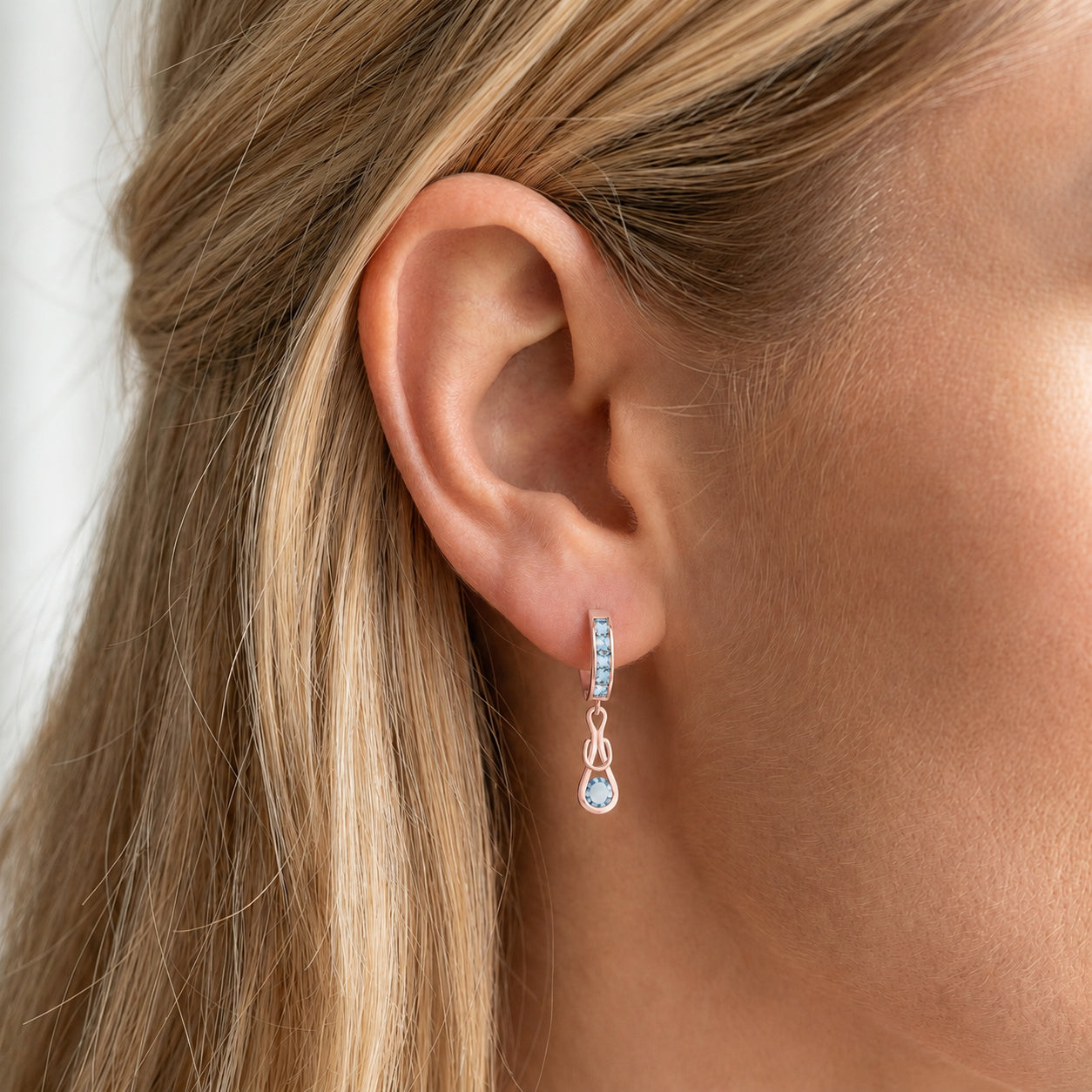 Rose Gold Earrings Aquamarine 10K — Candida