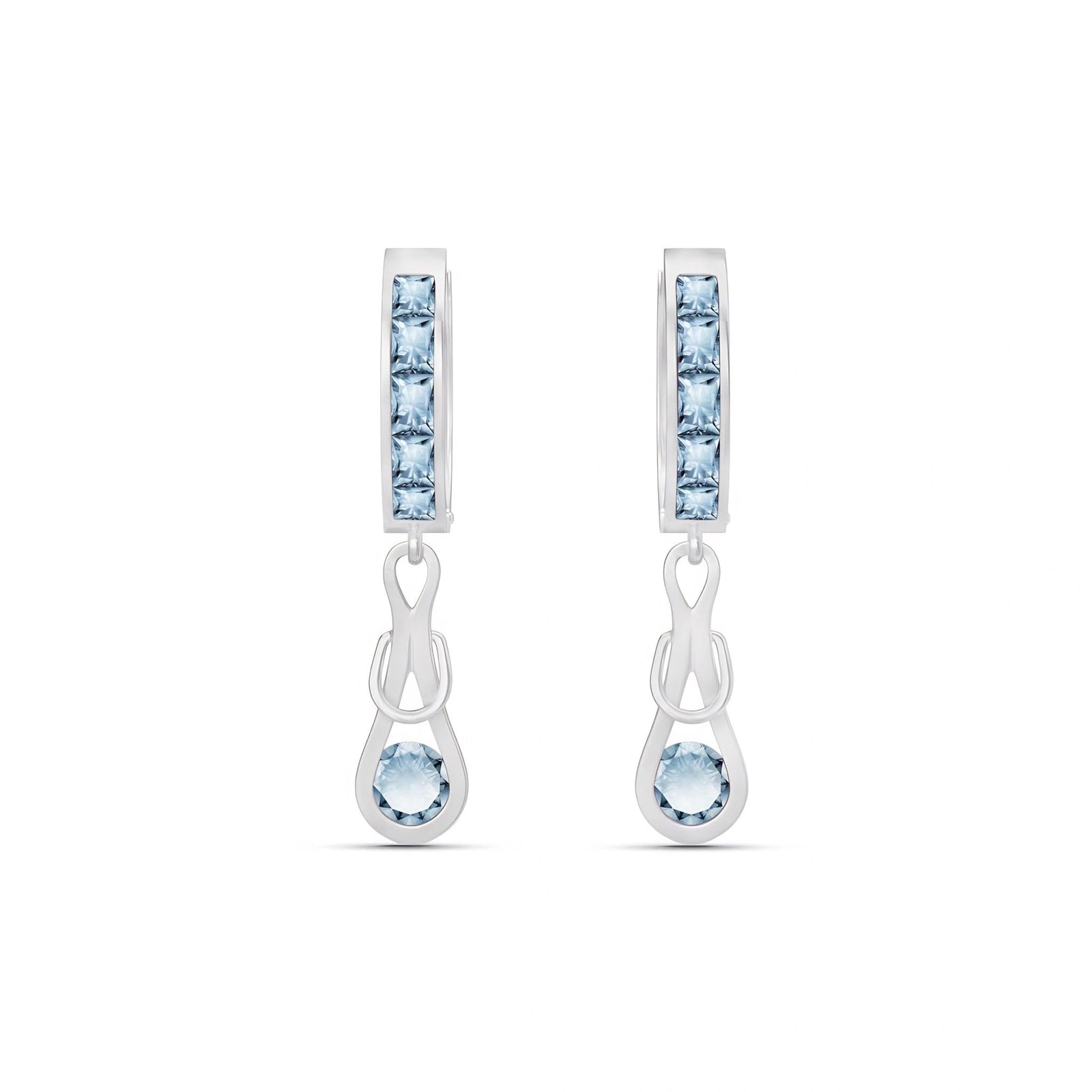 White Gold Earrings Aquamarine 10K — Candida