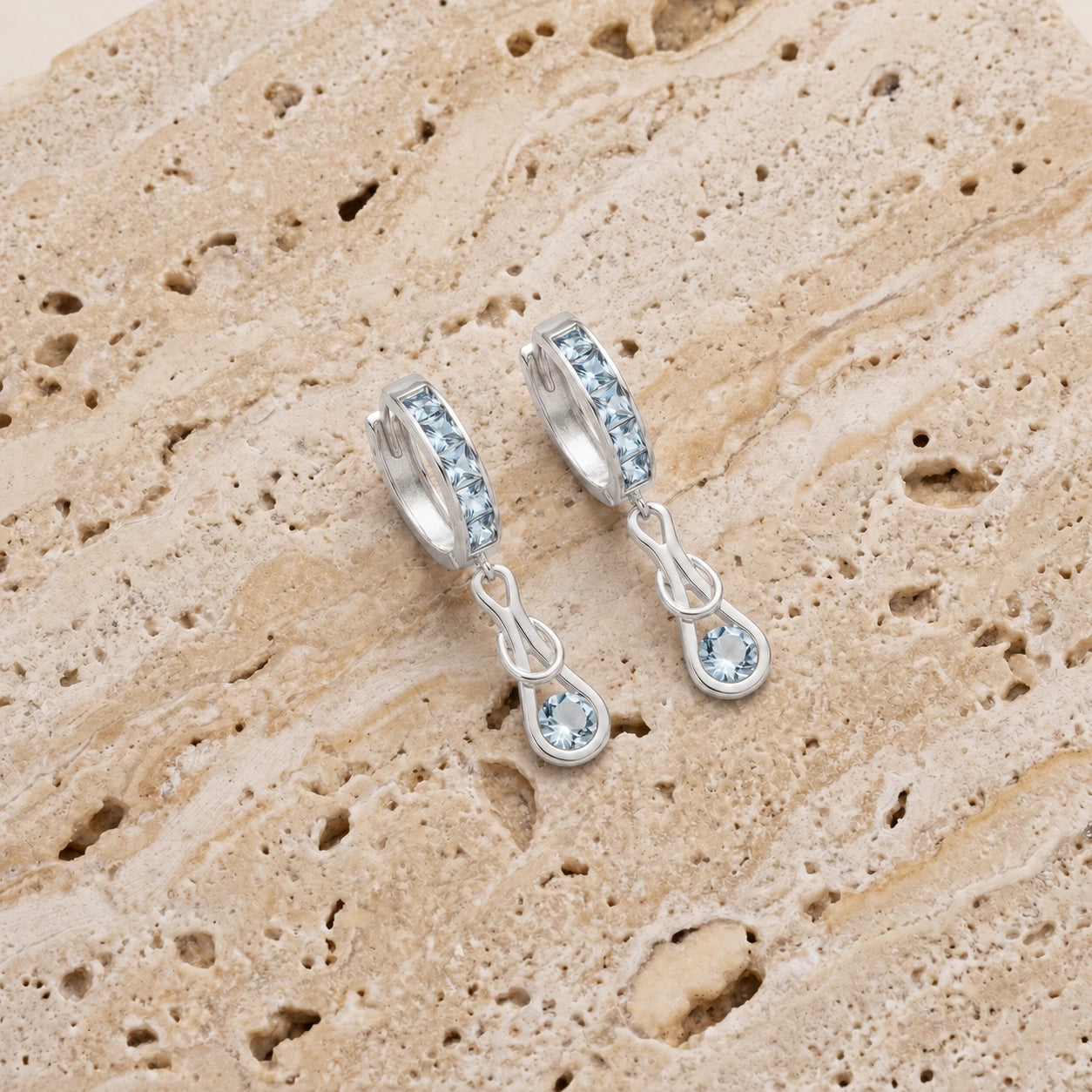 White Gold Earrings Aquamarine 10K — Candida