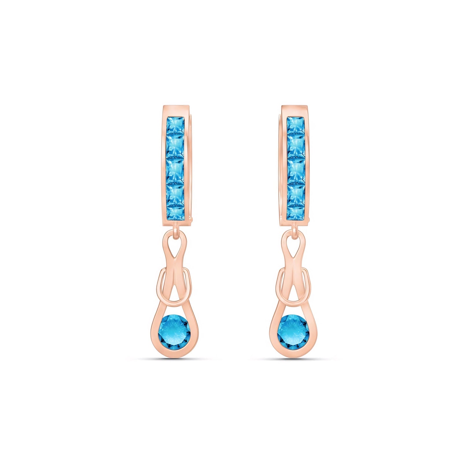 Rose Gold Earrings Blue Topaz 10K — Candida