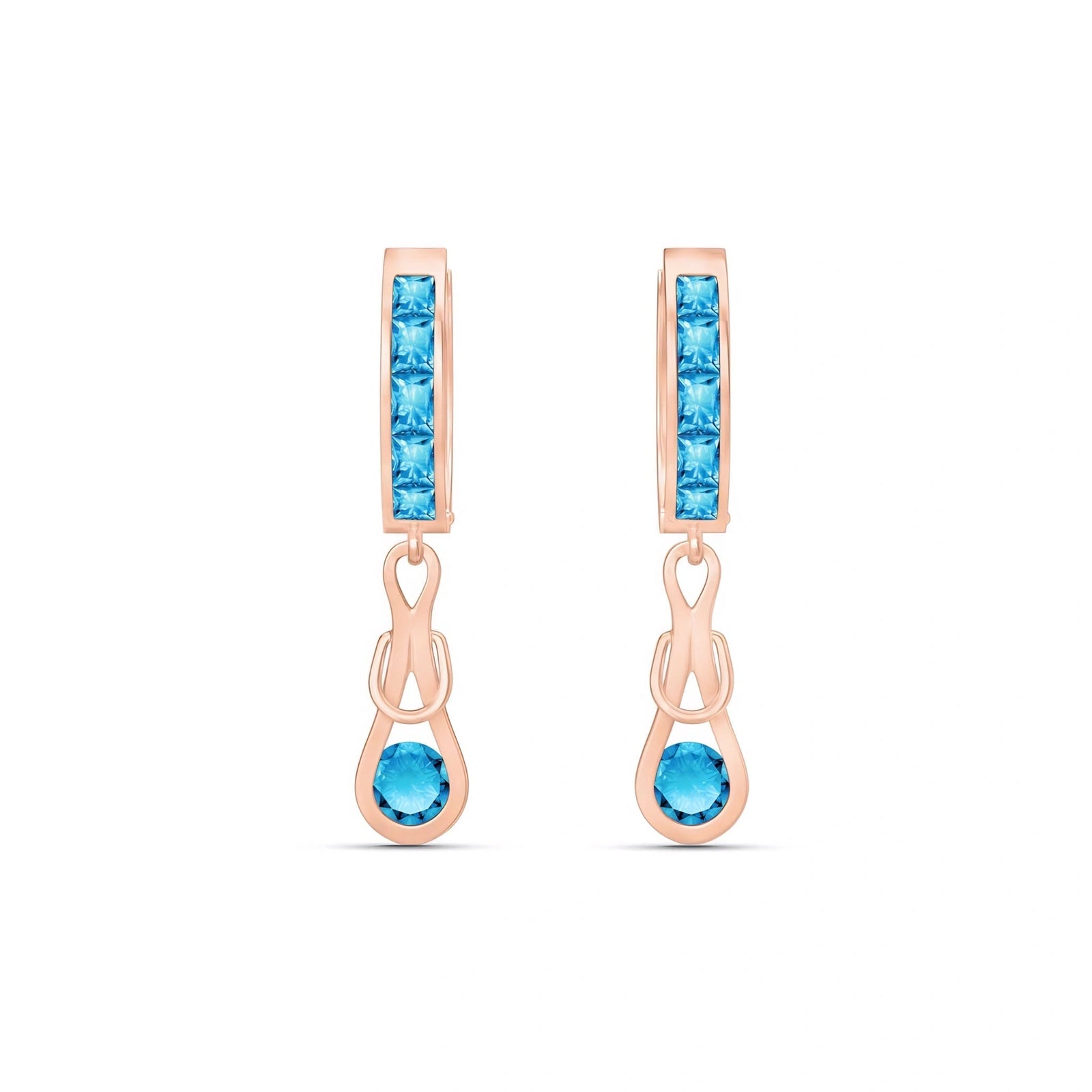 Rose Gold Earrings Blue Topaz 10K — Candida