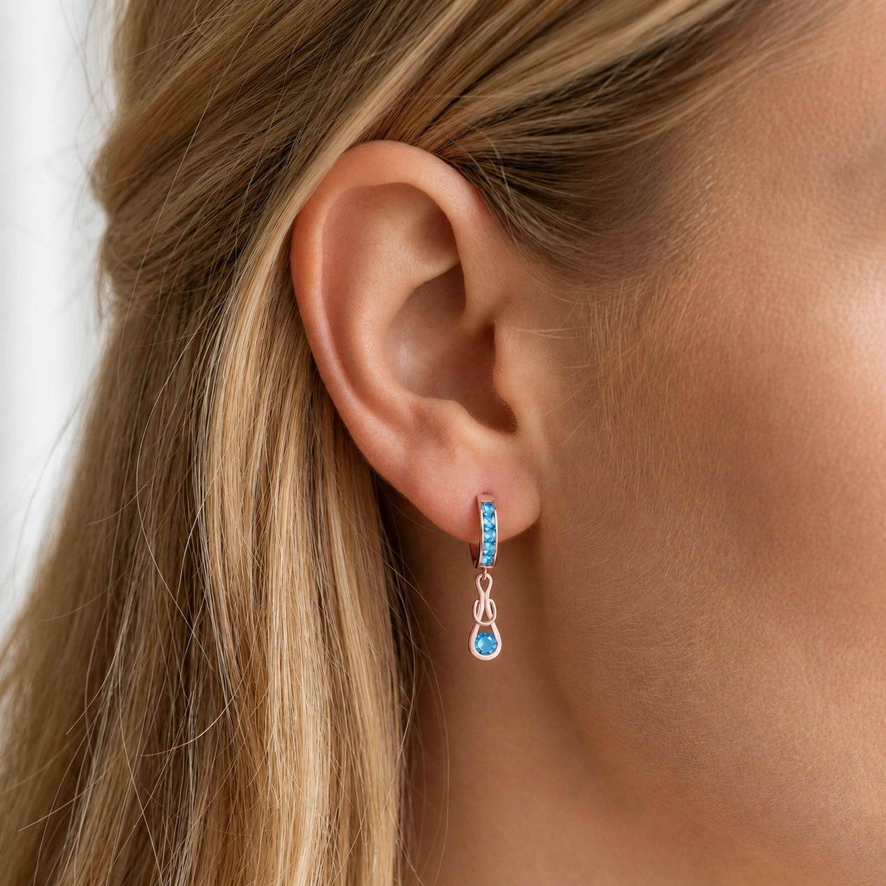 Rose Gold Earrings Blue Topaz 10K — Candida