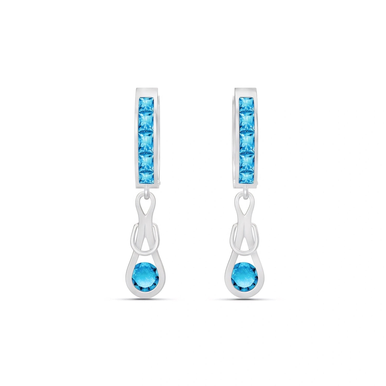 White Gold Earrings Blue Topaz 10K — Candida