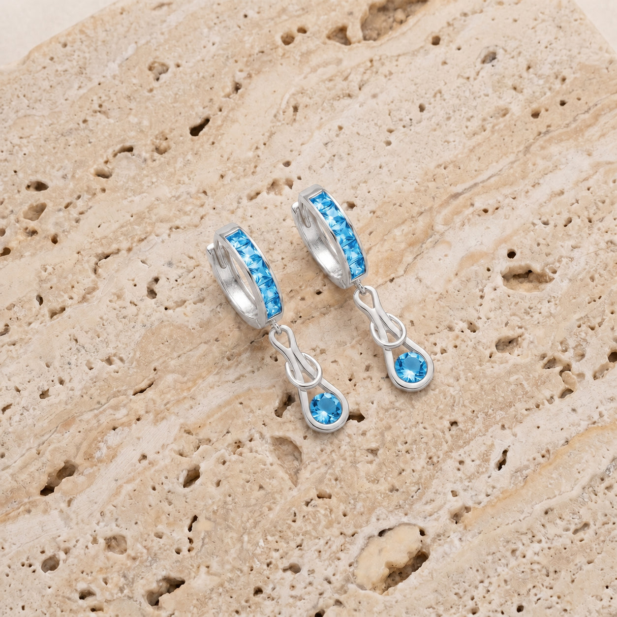 White Gold Earrings Blue Topaz 10K — Candida