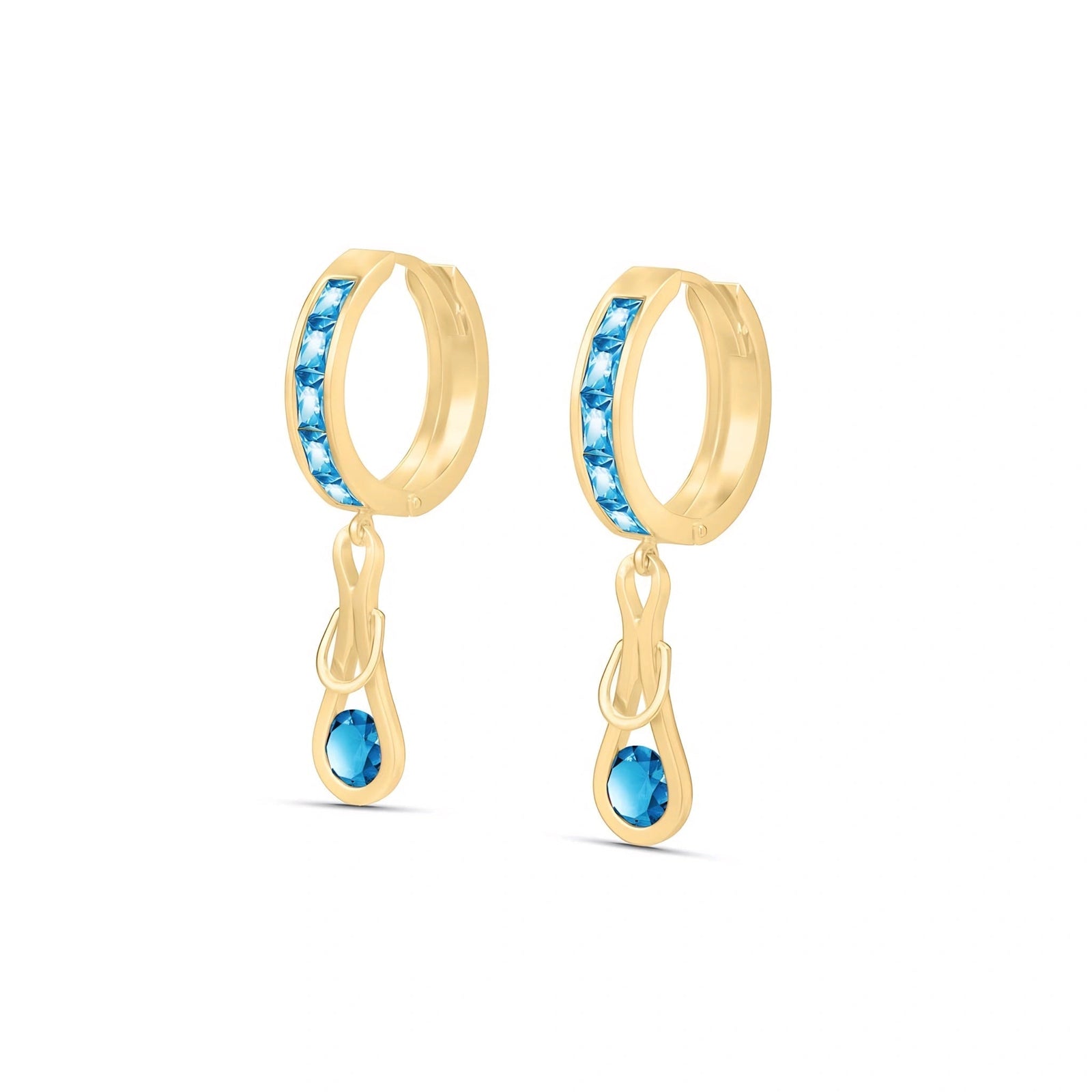 Yellow Gold Earrings Blue Topaz 10K — Candida