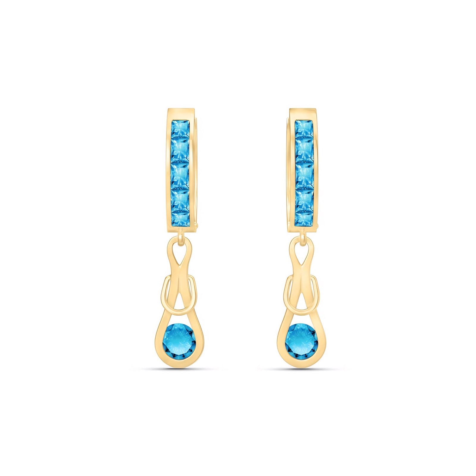Yellow Gold Earrings Blue Topaz 10K — Candida