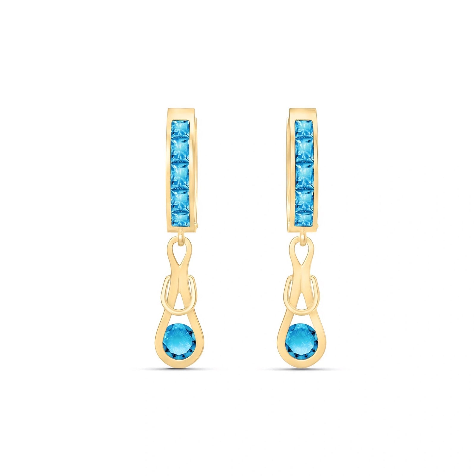 Yellow Gold Earrings Blue Topaz 10K — Candida