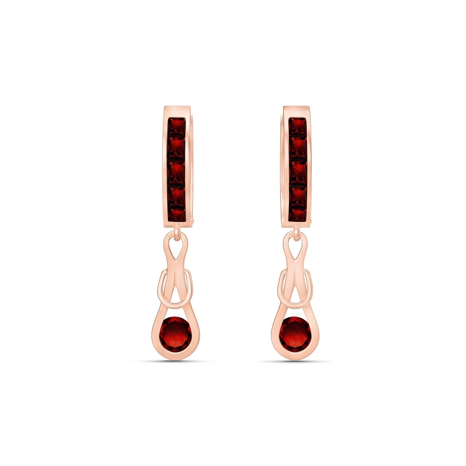 Rose Gold Earrings Garnet 10K — Candida