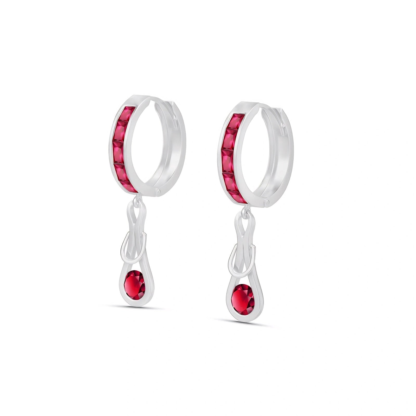 White Gold Earrings Ruby 10K — Candida
