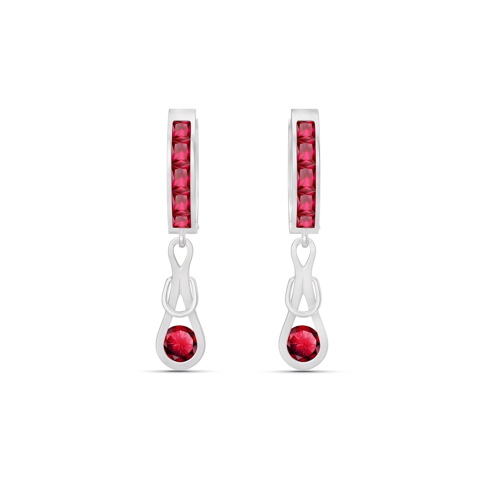 White Gold Earrings Ruby 10K — Candida