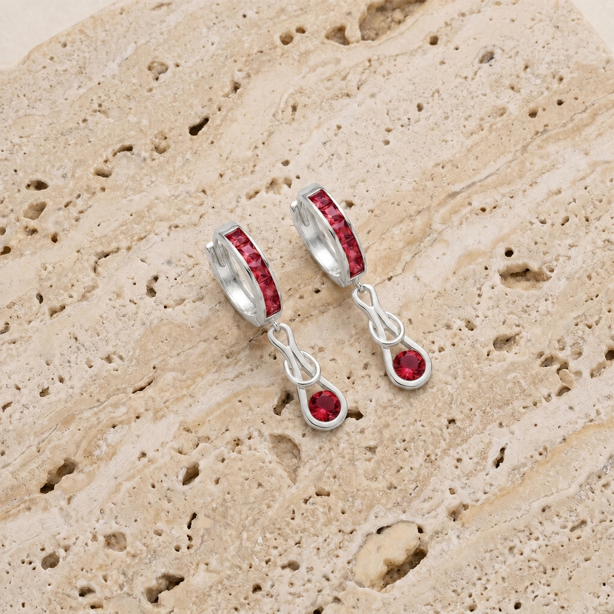 White Gold Earrings Ruby 10K — Candida
