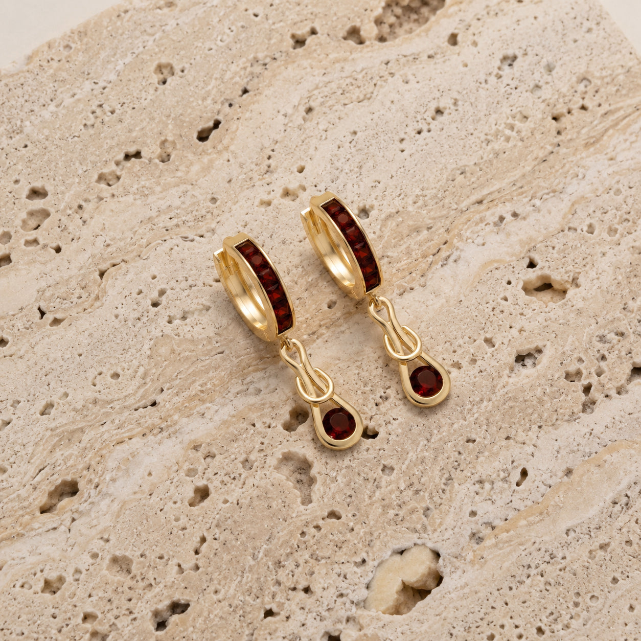 Yellow Gold Earrings Ruby 10K — Candida