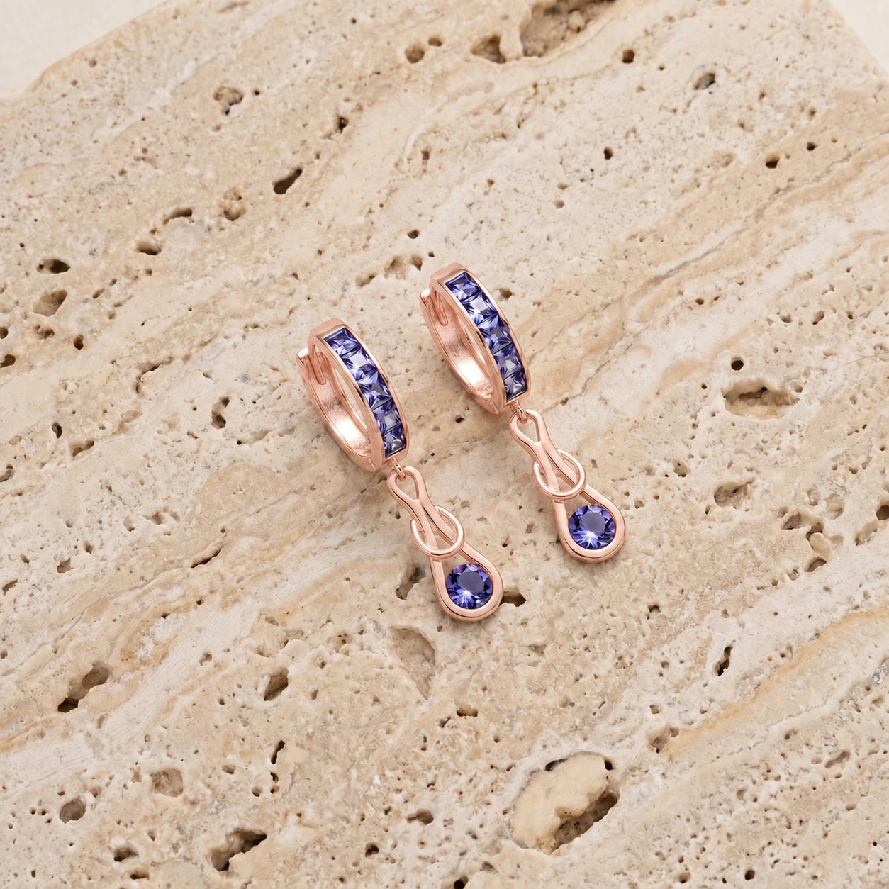 Rose Gold Earrings Tanzanite 10K — Candida