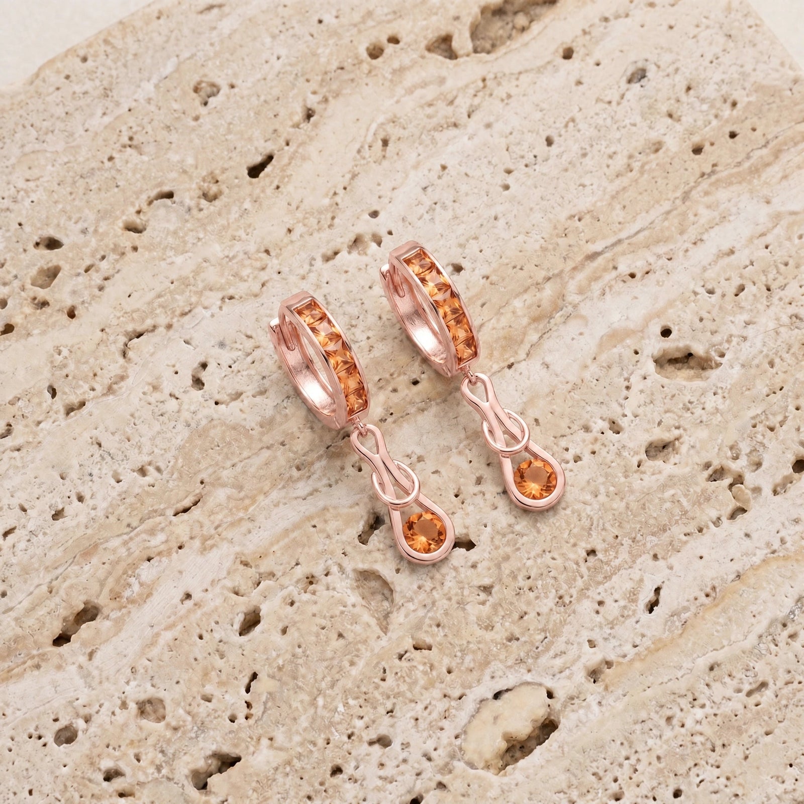 Rose Gold Earrings Citrine 10K — Candida