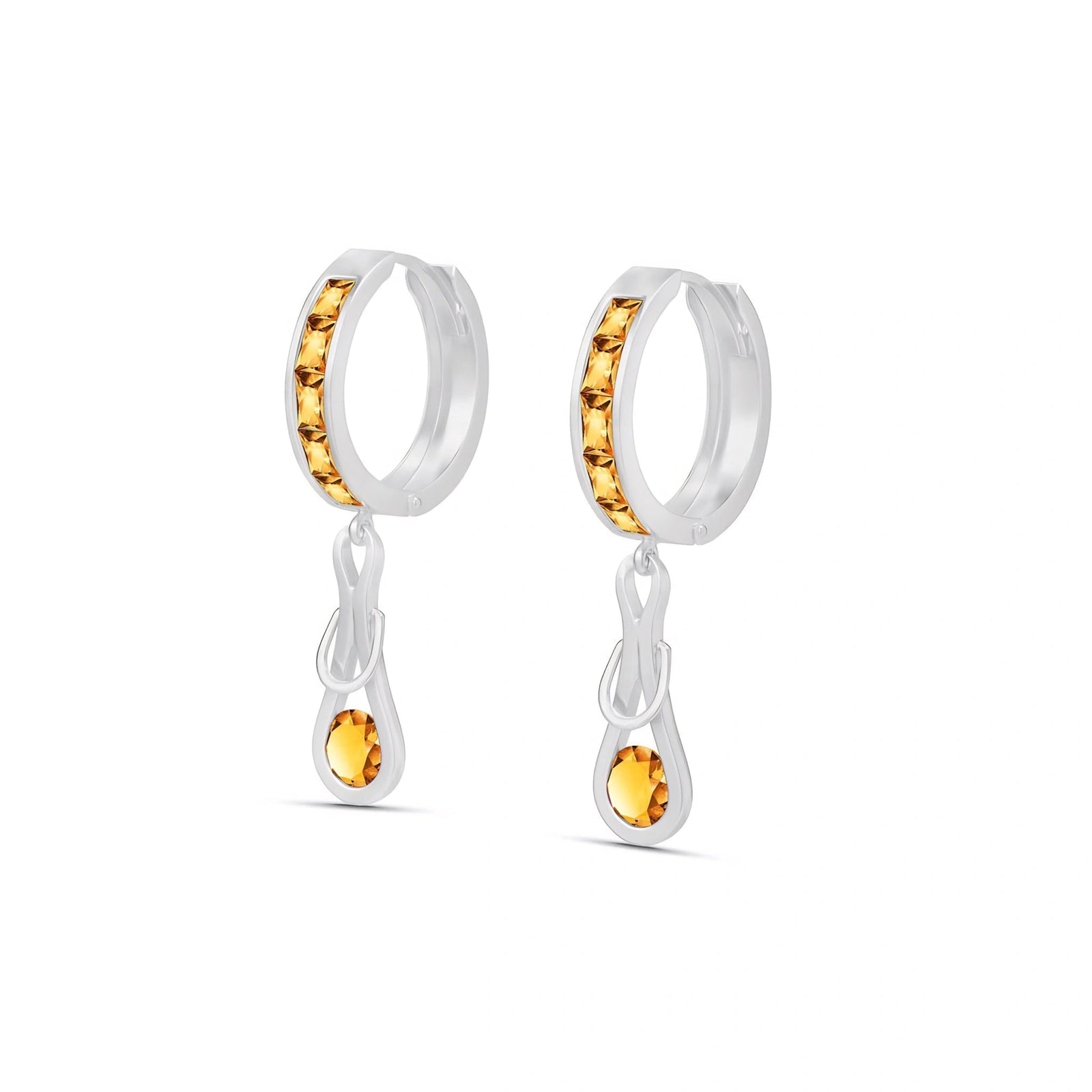 White Gold Earrings Citrine 10K — Candida