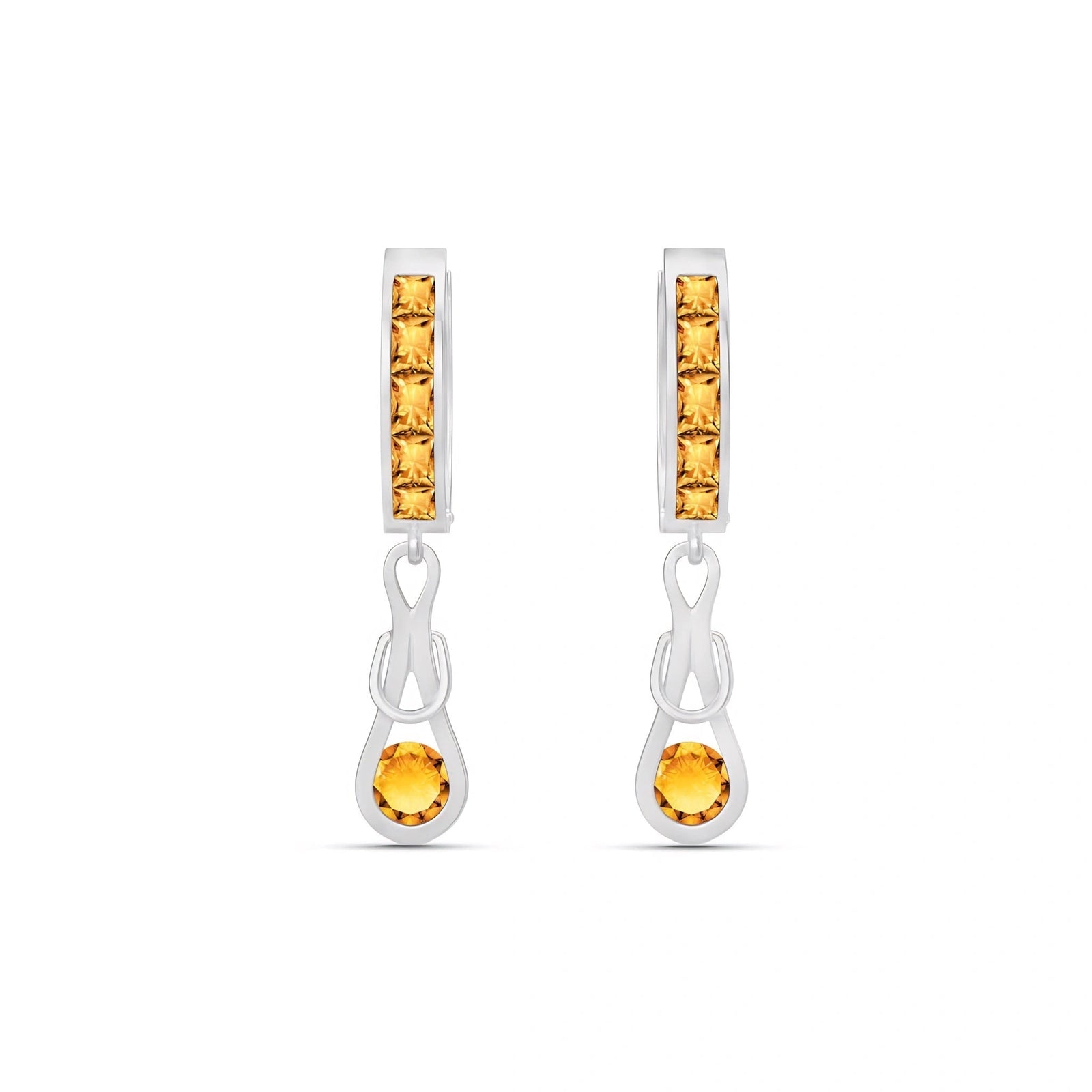 White Gold Earrings Citrine 10K — Candida