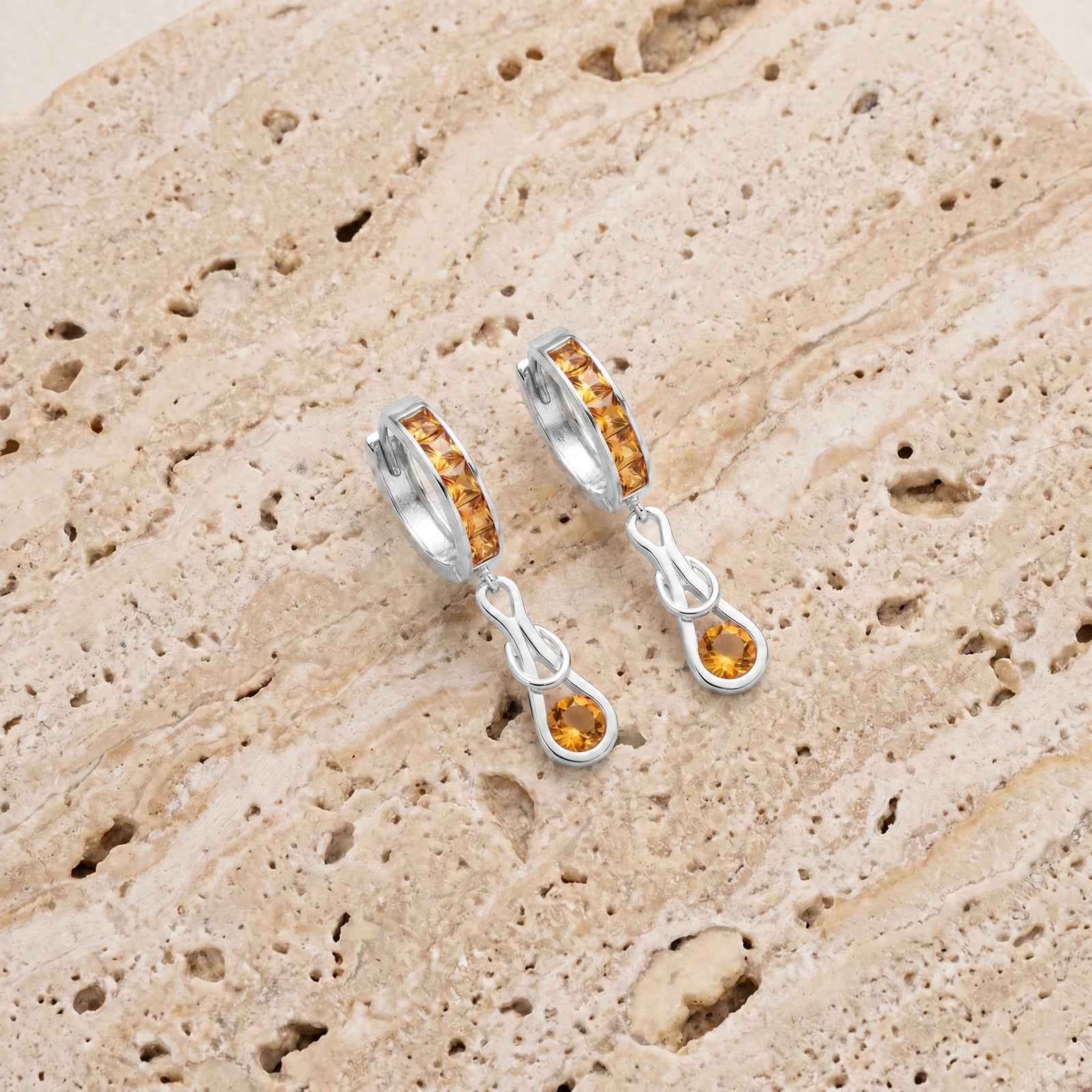 White Gold Earrings Citrine 10K — Candida
