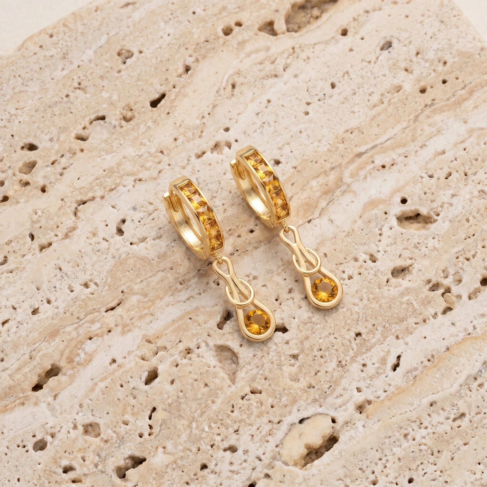 Yellow Gold Earrings Citrine 10K — Candida