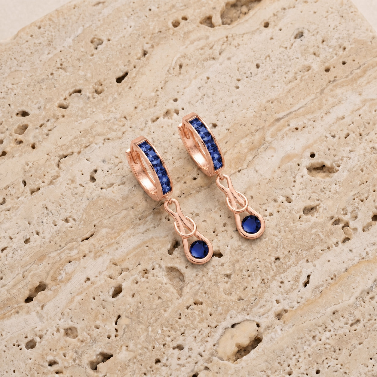 Rose Gold Earrings Sapphire 10K — Candida