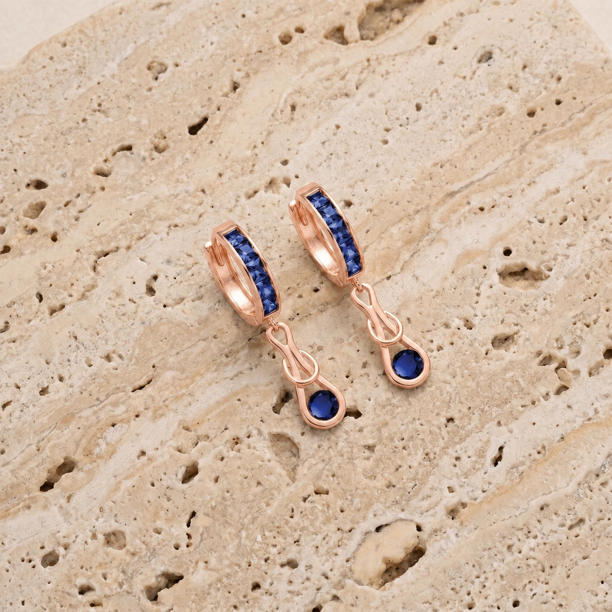 Rose Gold Earrings Sapphire 10K — Candida