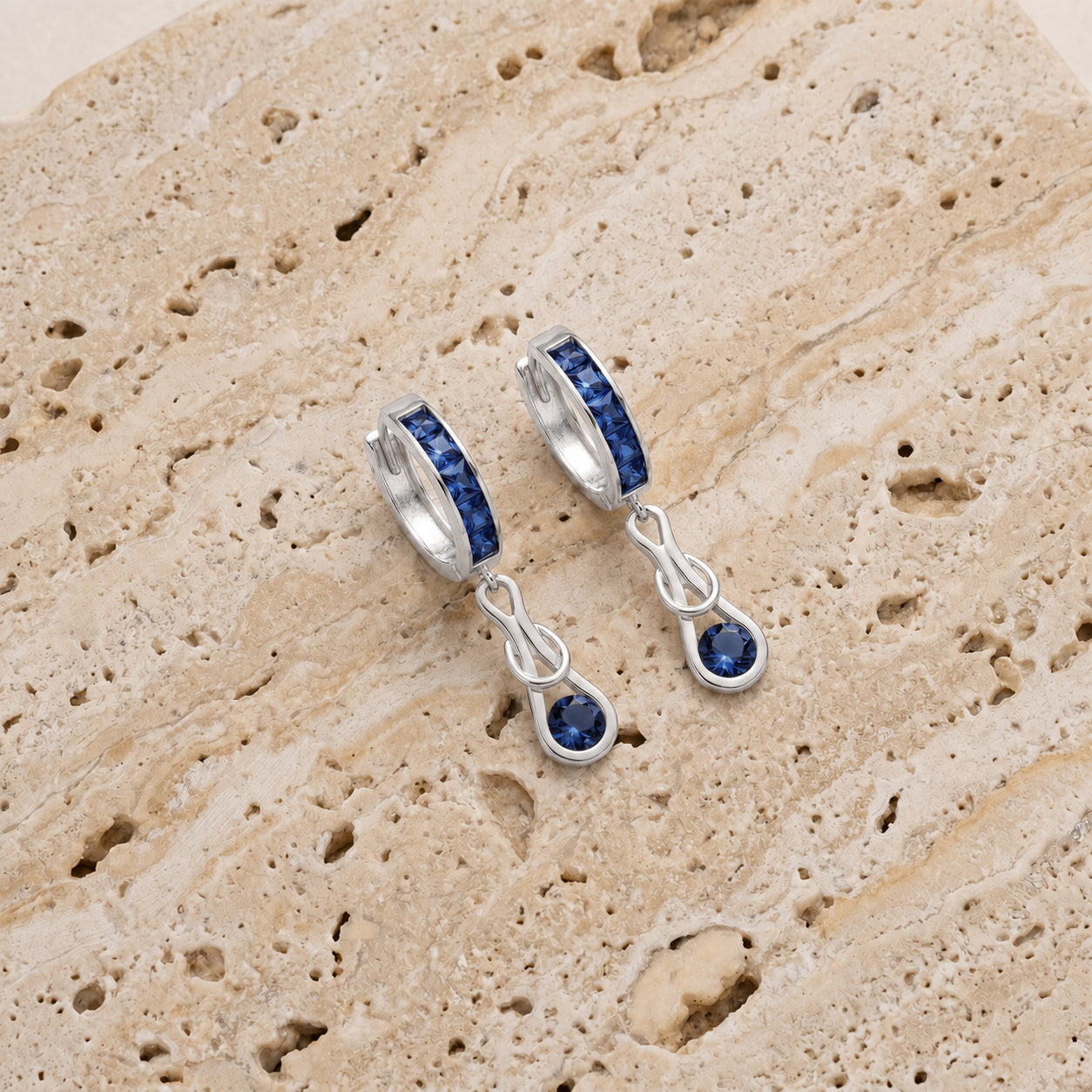 White Gold Earrings Sapphire 10K — Candida