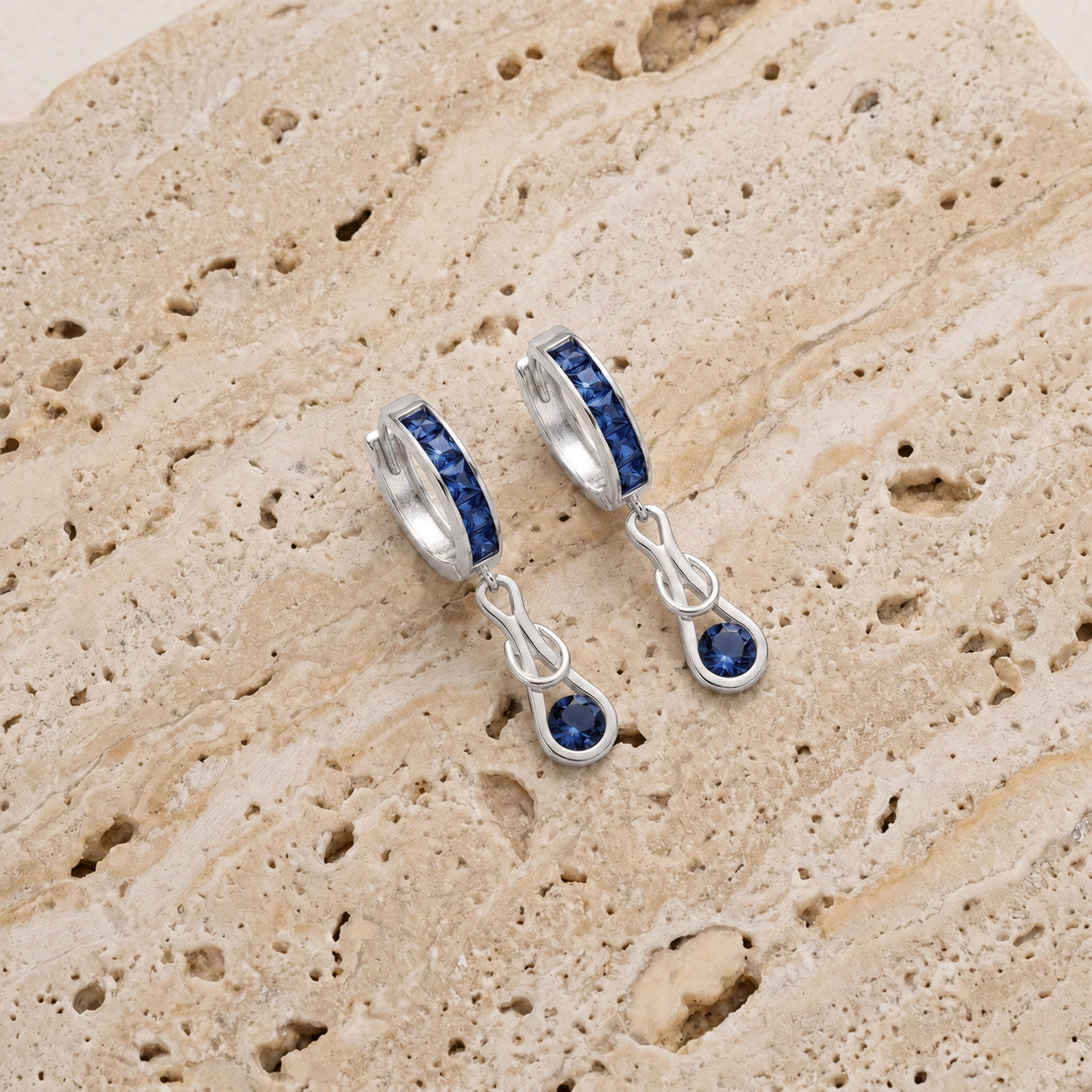 White Gold Earrings Sapphire 10K — Candida