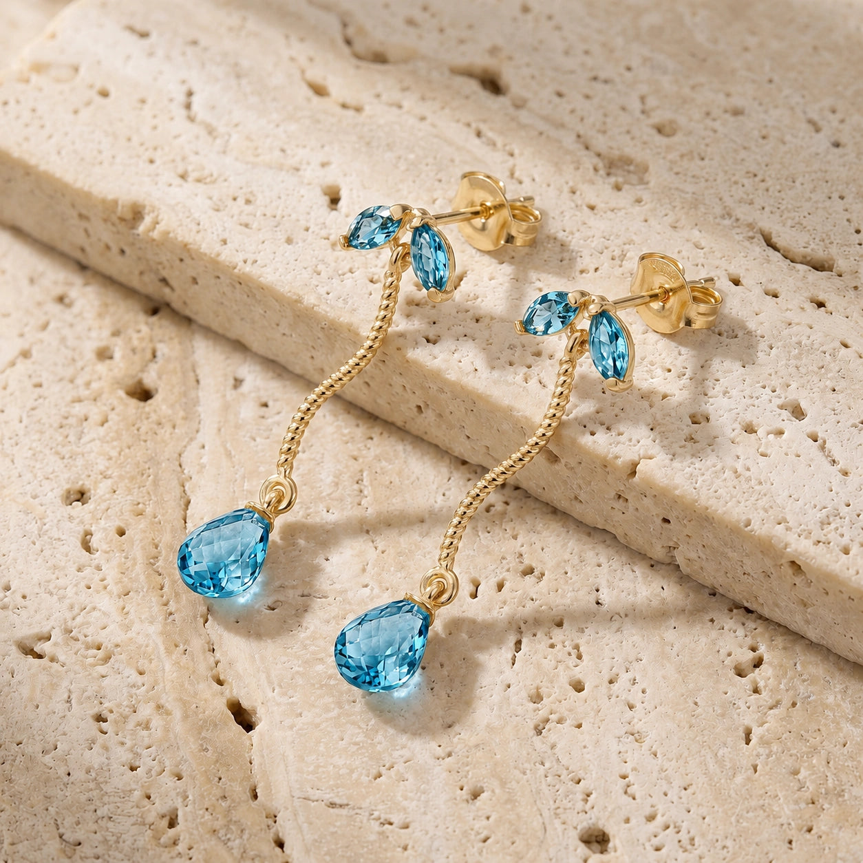 Yellow Gold Blue Topaz — Mariagiulietta