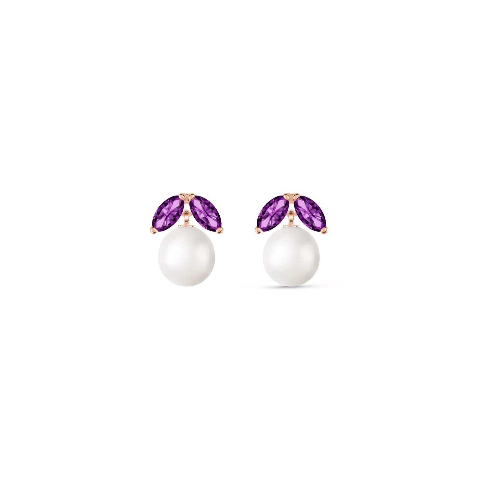 Rose Gold Earrings Pearl 10K — Lidia