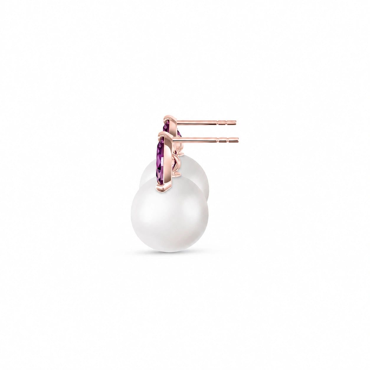 Rose Gold Earrings Pearl 10K — Lidia