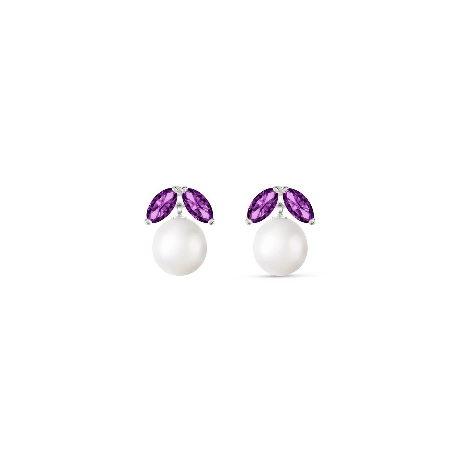 White Gold Earrings Pearl 10K — Lidia