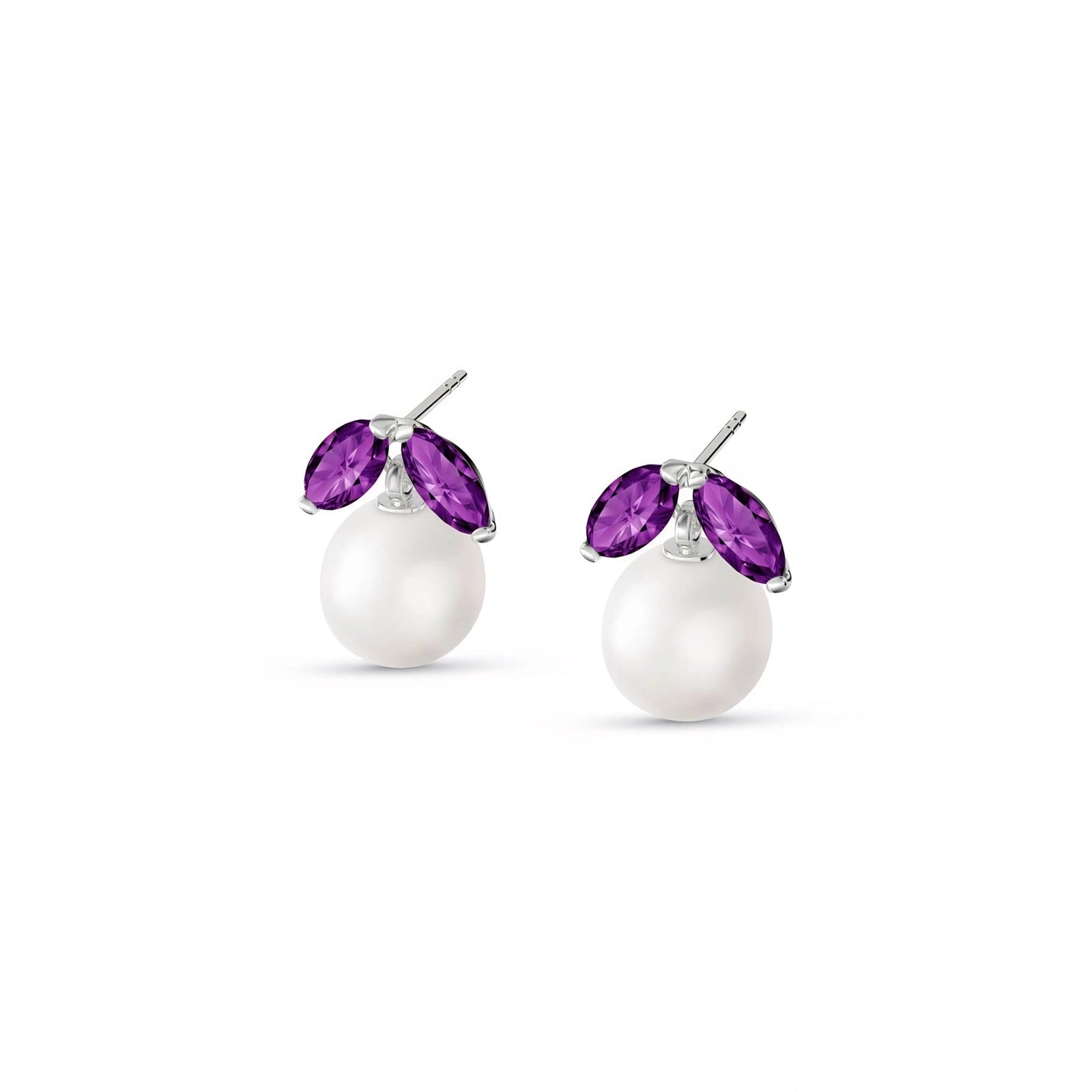 White Gold Earrings Pearl 10K — Lidia