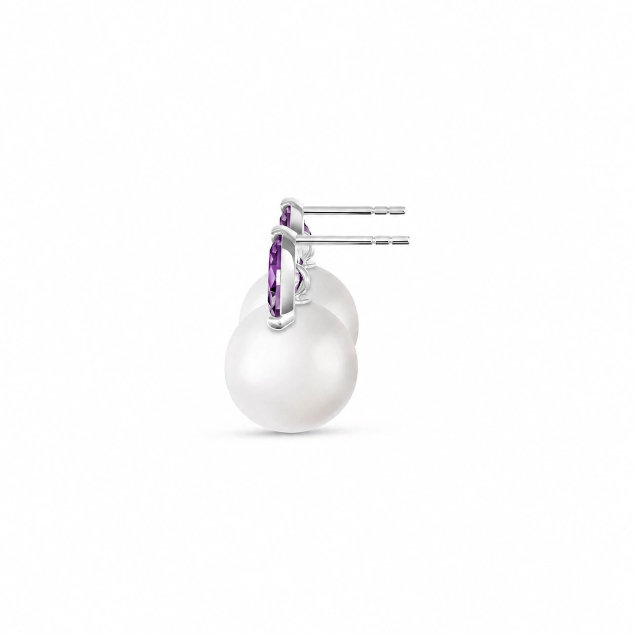 White Gold Earrings Pearl 10K — Lidia