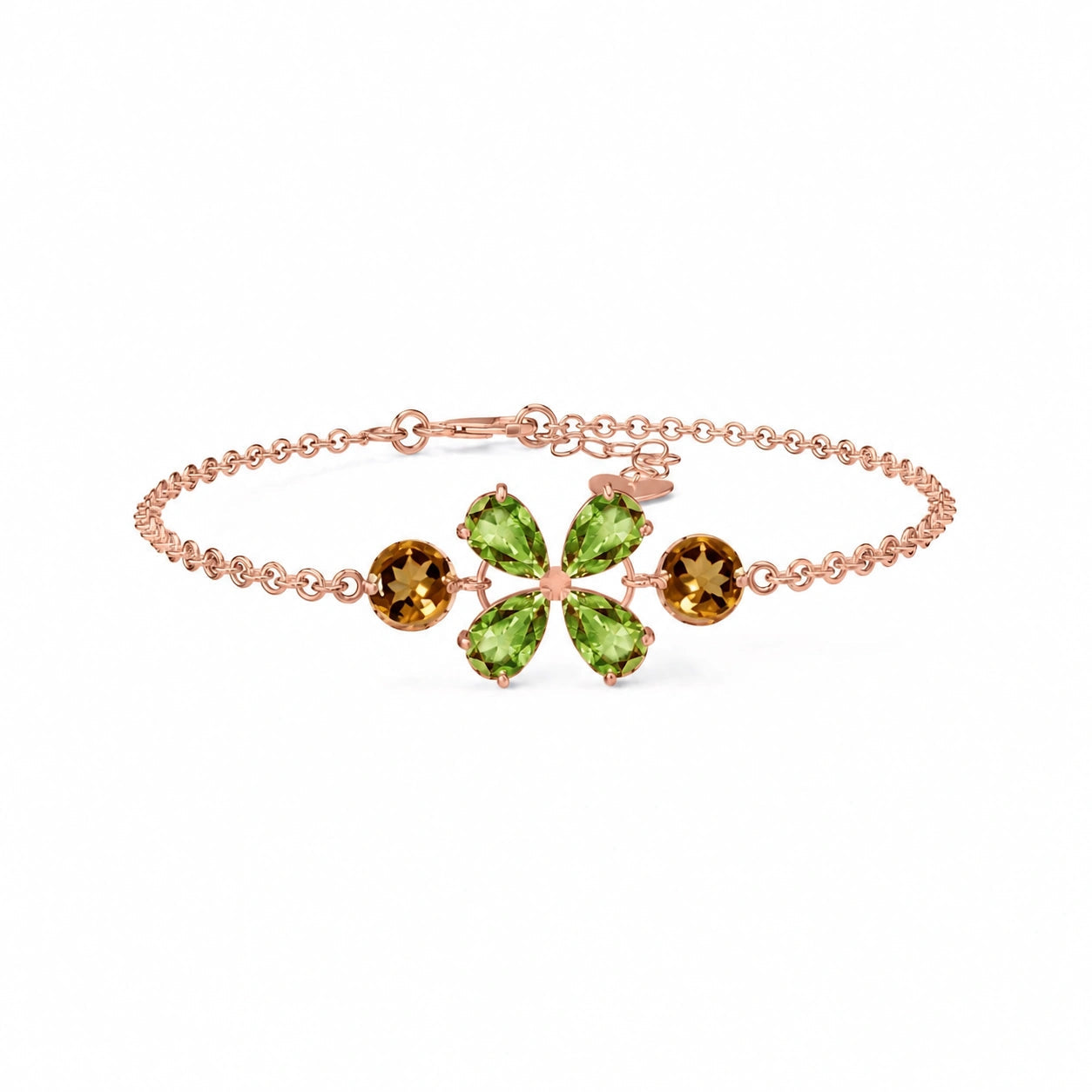 Rose Gold Cluster Gemstone Bracelet Amethyst 10K — Fioretta